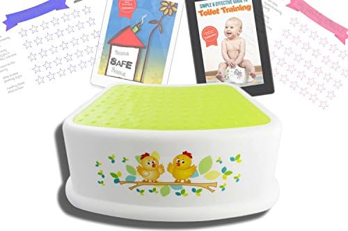 Step Up Stool for Children Anti-Slip Top and Bottom Hygienic FREE Potty Training and Safety eBook and Potty Training Chart Boy or Girl Perfect Height for Toddler Toilet Training Kids Bathroom Kitchen