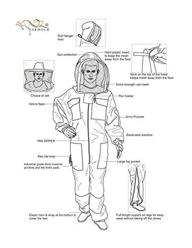 OZ ARMOUR Beekeeping Suit Ventilated ULTRA COOL Three Layer Mesh with Fencing Veil & Round Brim Hat