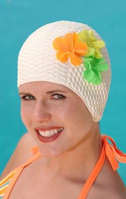 Sync SwimwearHawaiian Retro Swim Cap with Flowers by Sync