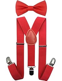 CD Kids, Toddlers Suspender and Bow Tie Set, Adjustable Set and Colors for Boys and Girls (Red)