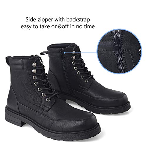 GM GOLAIMAN Men's Combat Boots Winter Work-Lace Up Zip Apron Toe Ankle High Boot for Hiking Motorcycle Riding Military Tactical Black 12 - Thumbnail 4