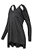Alvaq Womens Cold Open Shoulder Long Sleeve Plus Size Loose Top Blouse S XL Black