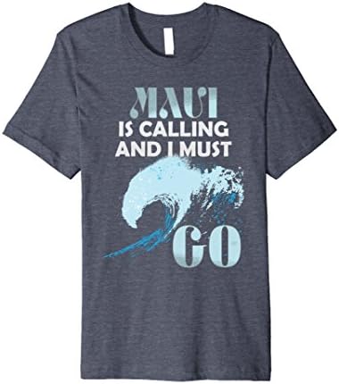 Mens Vintage Maui T Shirt-Maui Is Calling And I Must Go Tee 2XL Heather Blue