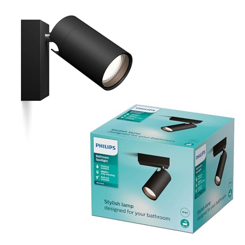 PHILIPS Idris LED 1er Spotleuchte, GU10 Lampe nicht enthalten, Schwarz, IP44, wasserfest
