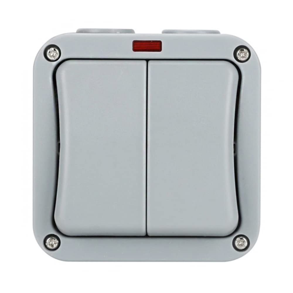 CENPEK Waterproof Double Way Control Switch - 2 Gang, 20A, Double Light Switch