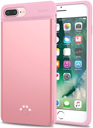 iPhone 7 Plus / 8 Plus Battery Case,Smpoe 4000mAh Ultra Slim Rechargeable Portable Charging Case for iPhone 8 Plus / 7 Plus / 6 Plus / 6S Plus, External Battery Backup Case (5.5"-Pink)