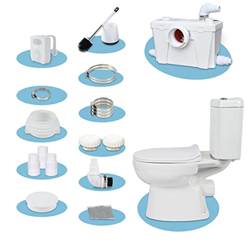 Upflush Macerating Toilet System with 500 Watt Macerator Pump and