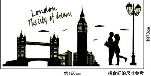 Black Luminous Fluorescent Stickers Bedroom Walls decal London Clock Tower Romantic Couple