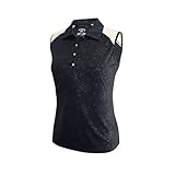 Monterey Club Ladies Dry Swing Bold Flower Emboss Contrast Sleeveless Shirt #2447