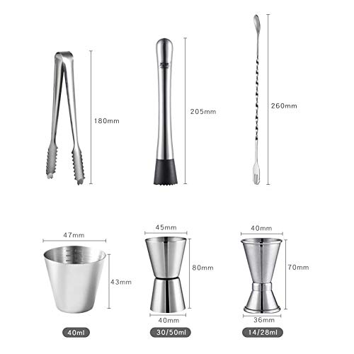 AMYHY Cocktail Shaker 19pcs Barkeeper Kit mit Drehrahmen, professionelle Edelstahl-Stab-Werkzeug-Set Bartending Kit… – Bild 7