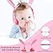 barsone Volume Limiting Kids Headphones Girls,85dB Over Ear Wired Headset with Music SharePort,Food Grade Silicone,Cute Detachable Bunny Ears Headphones for School Children Toddlers Pink