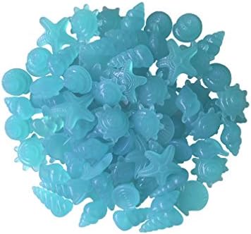 Glow pebbles 80 Pcs Glow in the Dark Garden Pebbles for Walkways and Decor (Blue sea animals)