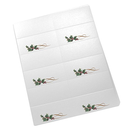 Christmas and Holiday Holly Swirl Printable Place Cards, Set of 150 (25 Sheets), Laser & Inkjet Printers - Perfect for Wedding, Parties, and Special Events