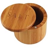 Totally Bamboo Salt Box, Salt, Etched Bamboo Container With Magnetic Lid For Secure Storage