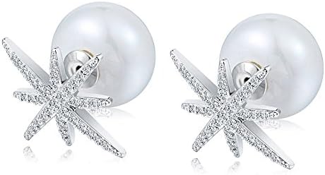 Fashion Jewelry Stud Earrings Star Design Double Sided To Wear(White)