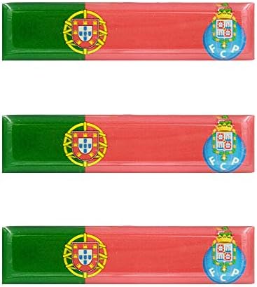 Stickers InternationalPortuguese Flag with FC Porto Emblem Resin Domed 3D Decal Car Sticker - Set of 3