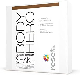 Shake Packets Body Hero by Sara Gottfried MD - Low Sugar, High Protein &amp; High Fiber (Box of 10) (Chocolate)