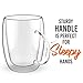 Double Wall Coffee Mug Set of 2, 13.5 oz - Dishwasher & Microwave Safe - Clear, Unique & Insulated Glass with Handle