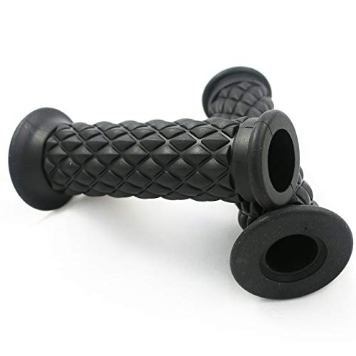 Yibid Motorcycle 7/8" Hand Grips Non Slip Rubber Open Bar End Thruster Grips Comfort Grip for 22mm 7/8 inch Handlebar Custom Racer Sport Street Bikes (Balck Grips)