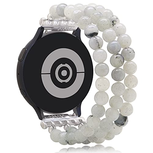 KAI Top Beaded Bracelet Compatible with Samsung Galaxy Watch 7 6 5 4 Band 40mm 44mm/Watch 6 Classic 43mm 47mm/Watch 5 Pro 45mm/Watch 4 Classic/Active 2 Band, 20mm Elastic Stretchy Wristband for Women