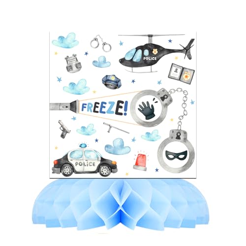Celee Party Honeycomb Centerpieces for Kids' Birthday Decorations and Baby Shower Supplies - Cute Table Toppers forTheme Party (Police)