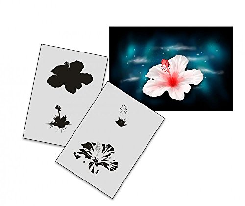 UMR-Design AS-186 Hibiscus Airbrushstencil Step by Step Size L