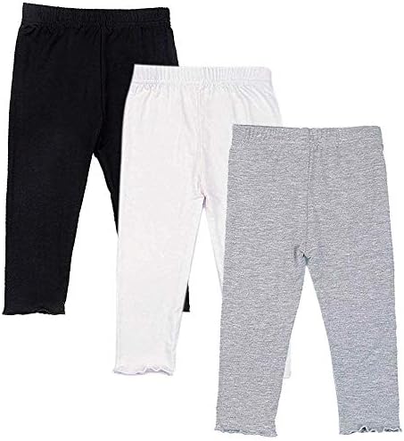 Capri Leggings for Girls 3 Pack Girl's Cropped Leggings Soft Stretchy Comfortable Casual Modal Tight Pants