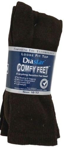 Diastar Comfy Feet Diabetic Socks, Brown, 10-13, 3 pack - Buy Packs and Save (Pack of 5)