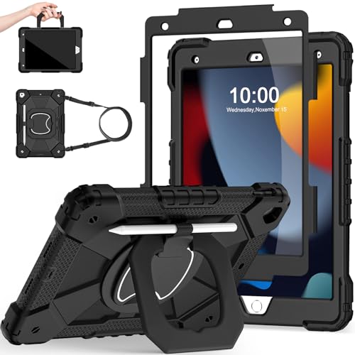Scnioy Hülle für iPad 9th Generation iPad Hülle 9th 8th 7th Generation iPad 10.2 Zoll iPad 9th Gen Cover mit Displayschutzfolie Stifthalter TabletCases 360° dre