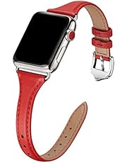 WFEAGL Leather Bands Compatible with Apple Watch 38mm 40mm 42mm 44mm, Top Grain Leather Band Slim & Thin Replacement Wristband for iWatch SE & Series 6/5/4/3/2/1