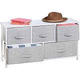 mDesign Fabric 5-Drawer Storage Organizer Unit for Entryway, Mudroom, Hallway - Gray