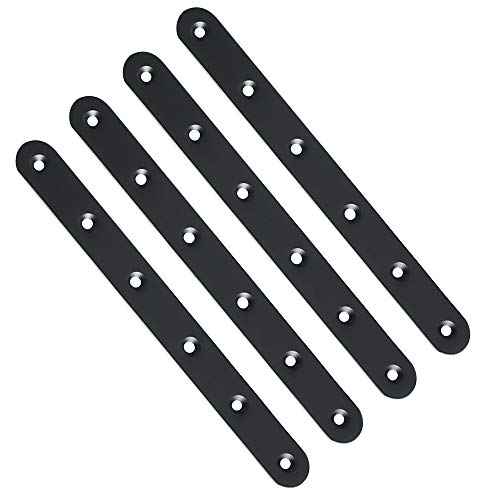 Sayayo Metal Brackets for Wood Mending Joining Plates Flat Straight Brace Sleeper Brackets, 4MM Thickened Stainless Steel Black, 4PCS, (200 X 19MM) — image 1
