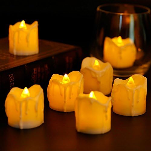 Zabicat 24pcs Electric Flameless Candles Battery Operated,Yellow Flickering Tea Lights Christmas Halloween Decoration.