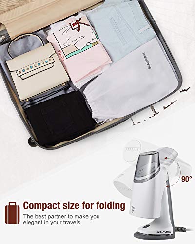 Beautural Ferro da Stiro Verticale, Stiratrice a Vapore Vaporizzatore da Viaggio Portatile a Doppia Tensione 100-240V per Abiti, 1000W, 40s Riscaldamento Rapido, Auto-Spegnimento, per Casa Viaggio