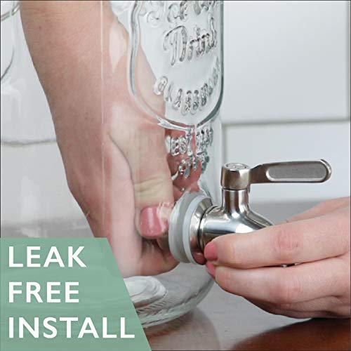 image for Ilyapa Outdoor Glass Beverage Dispenser with Sturdy Metal Base, Stainl