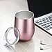 Skylety 12 oz Double-insulated Stemless Glass, Stainless Steel Tumbler Cup with Lids for Wine, Coffee, Drinks, Champagne, Cocktails, 2 Pieces (Bright Rose Gold)