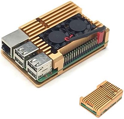 YGoal Case for Raspberry Pi 4 Model B (Not include Pi Board) Heatsinks for Raspberry Pi 4 Model B Case with Fan for Raspberry Pi 4 Model B Kit (With Dual fan Gold)