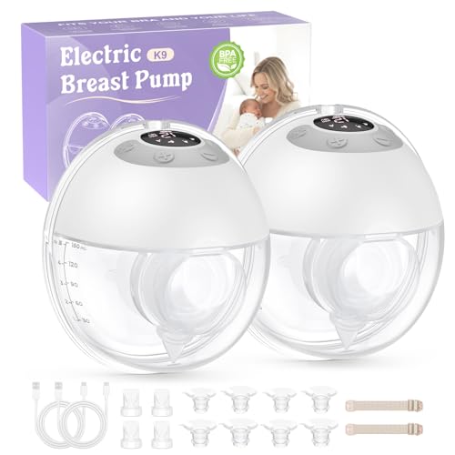 Haokoo Electric Hands-Free Breast Pump for Nursing Mothers, Portable Electric Breast Pump for Beginners, Leak-Proof, 4 Modes & 12 Levels, with 17/19/21/24/27 mm Flanges, Pack of 2