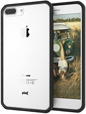 iPhone 7 Plus Case, Piaf Clarion Clear Hard cover with Design shock absorbing bumper Scratch Resistance Black and Clear