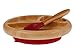 Avanchy Baby Plates Divided Bamboo with Suction for Babies Kids Toddler Food with Silicone Spoon for Feeding (Magenta)