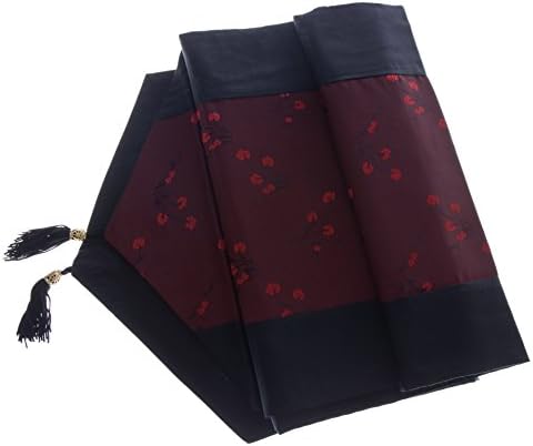 Avarada Elegant Meai Flower Table Runners Black Maroon For Home Decorative Coffee Table Bed Runners Sofa 13 x 48 Inches (33x120cm) Slik look Blend Polyester Table Runner