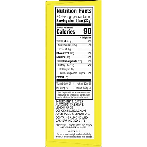 LARABAR MINIS LEMON BAR FRUIT AND NUT BARS, GLUTEN FREE AND VEGAN, 15.6 OZ, 20 CT