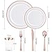 IOOOOO 150 Piece Rose Gold Plates & Plastic Silverware & Rose Gold Cups, Premium Disposable Dinnerware Set Includes: 25 Dinner Plates, 25 Dessert PLates, 25 Tumblers, 25 Forks, 25 Knives, 25 Spoons