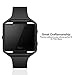 UMTELE Slim Profile Replacement Band with Matte Black Stainless Steel Frame for Fitbit Blaze, Small, Black