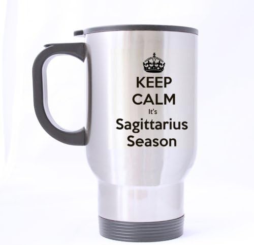 Cool Constellation Series " Initial Of Words Create Sagittarius " Stainless Steel Travel Coffee/Tea Mugs Sliver 14 Ounce - Best Gifts For Christmas,New Years,Birthday,Festival And Yourself