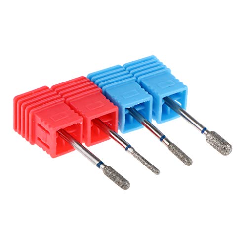 Fenteer Anti-corrosion Diamond Nail Art Drill Bits Set, Cuticle Cleaner Electric Files Manicure Grinding Buffing Head Supplies 3/32'', 4 Packs