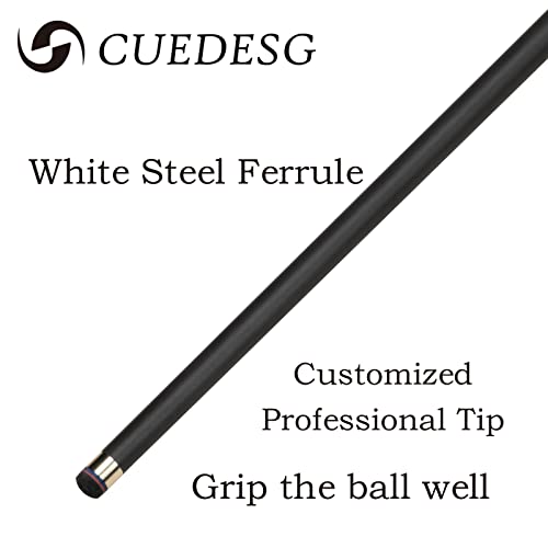 CUEDESG Carbon Fiber Pool Cue Stick 10.5mm/11.8mm/12.5mm,Low Deflection Pool Stick,Professional