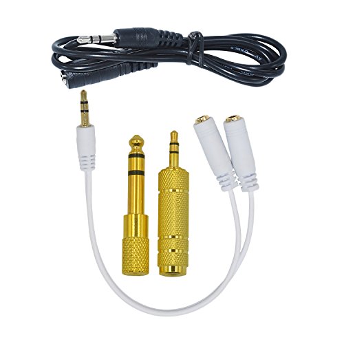 FineInno Stereo Kit 3.5mm Male 6.35mm Female Stereo Gold Plated AUX Audio Cable Splitter Audio Extension Cable Audio Jack Converter Headphone Adapter (4PCS)