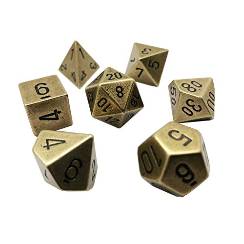Chessex: 7-Die Set Metal: Old Brass Color - 27203