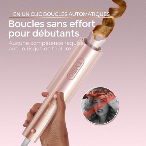 Automatic Curling Iron, TYMO Curlpro Plus Automatic Curling Iron Large Curling Iron 32 mm Beach Waves Curler for Long Hair Anti-Burning Hair Curler, Fast Heating, Rose Gold